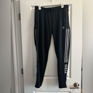Adidas Tiro Black Jogger Sweatpants with White Side Stripes